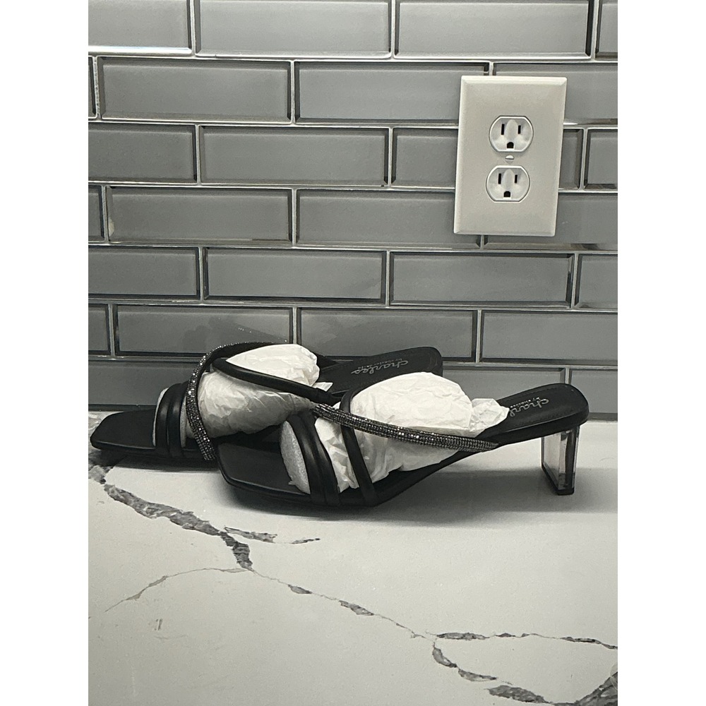 Charles by Charles David Black Rhinestone Mule Heels Block Heel Shoes Women 12M‎ - Picture 2 of 5